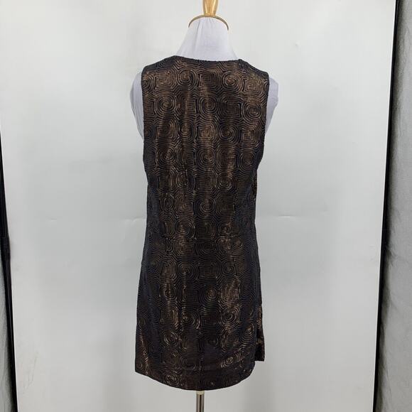 Free People Dress Women 6 Navy Gold Sequins Paris Rock Sleeveless Tie Front Mini - Picture 4 of 12